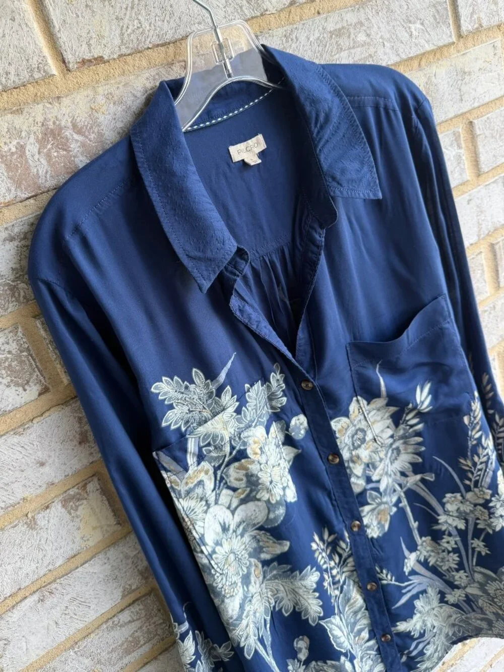 PILCRO Long Sleeve Button Up Floral The Romy Relaxed Shirt Women's Size L - Picture 6 of 9